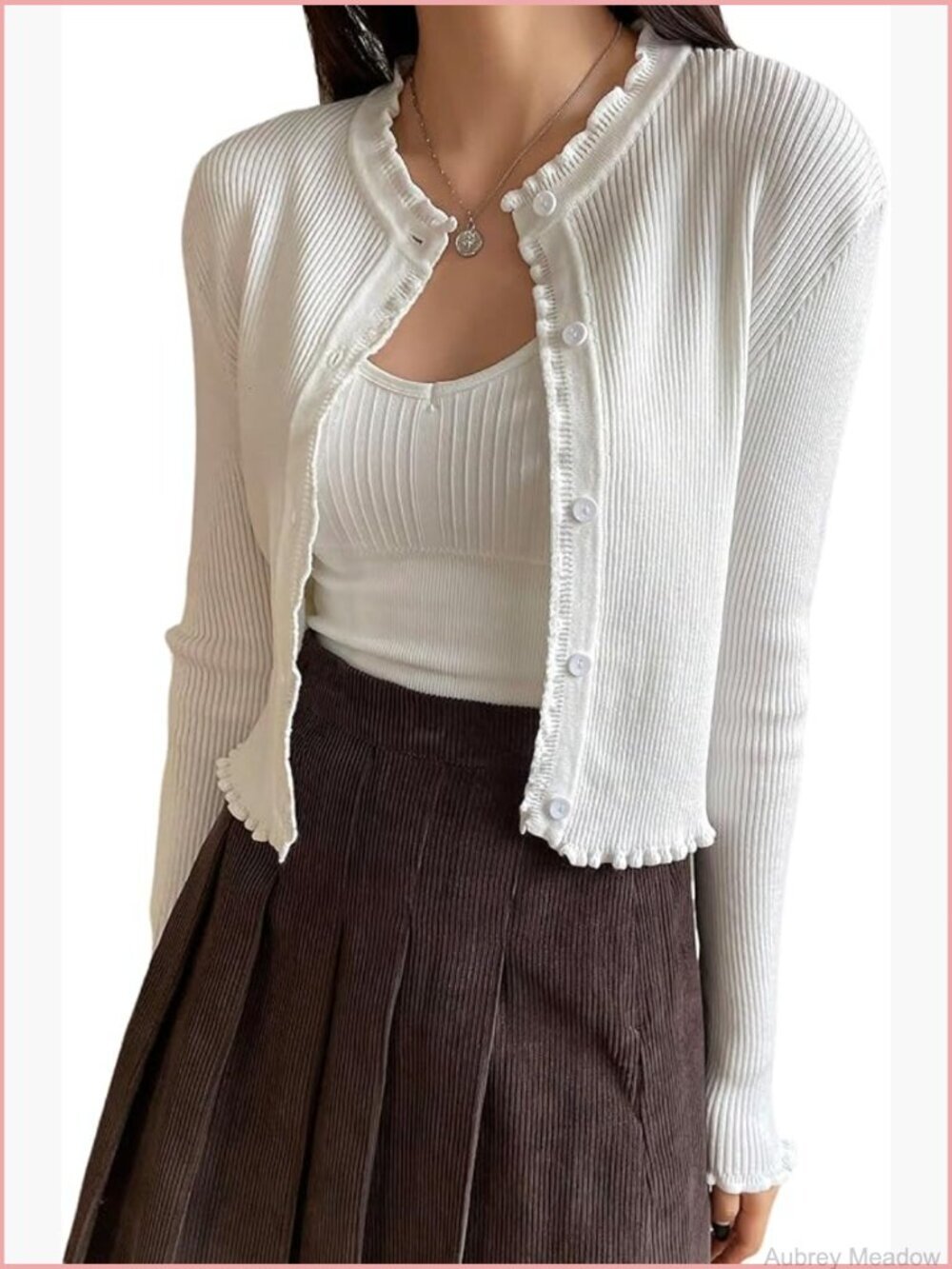 Cropped Cardigan Sweater Trendy Open Front Long Sleeve Button Up